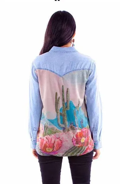 Scully HC901 Ladies Western Blouse with Cactus Scene