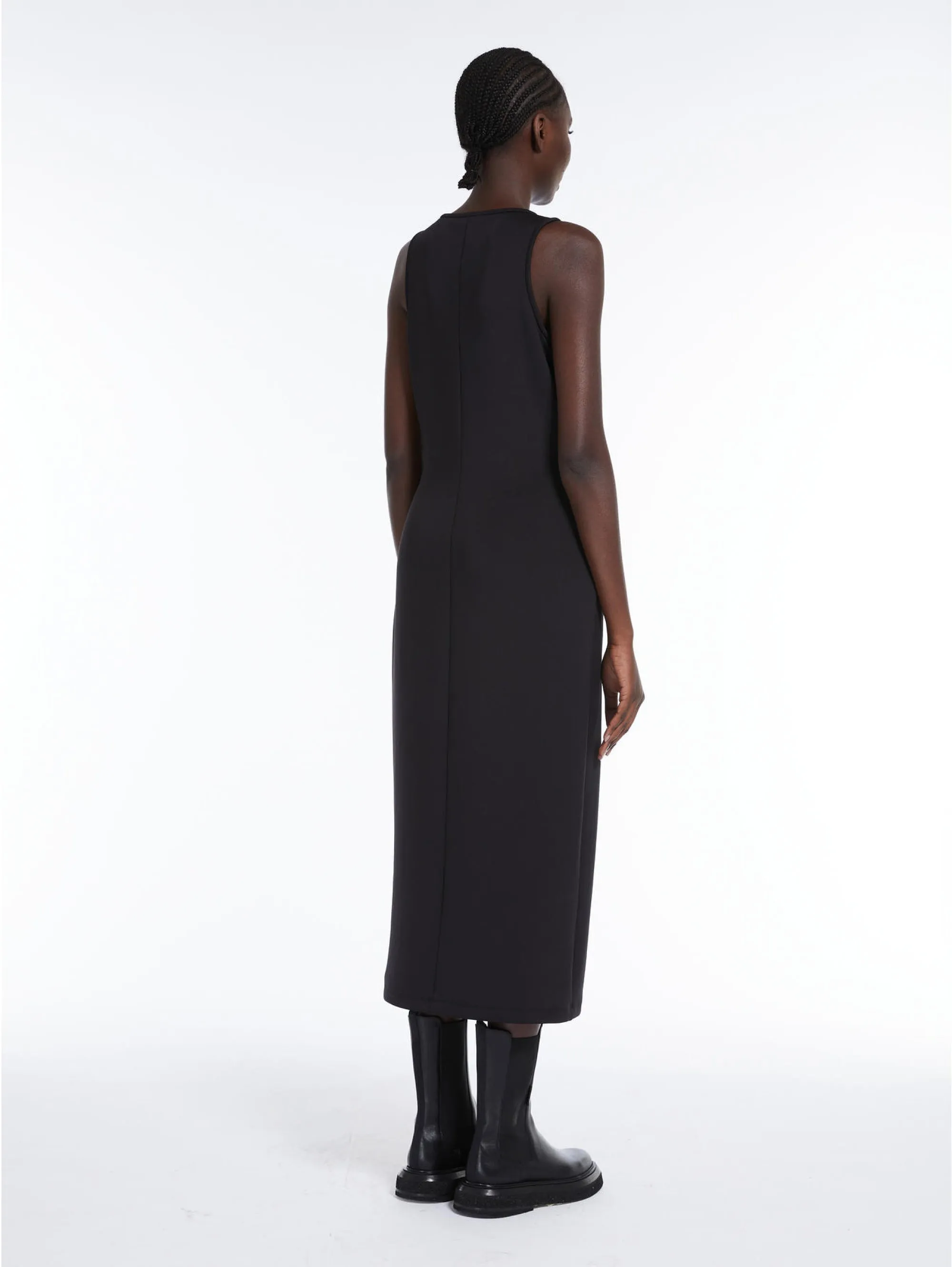 Sheath dress in black technical fabric
