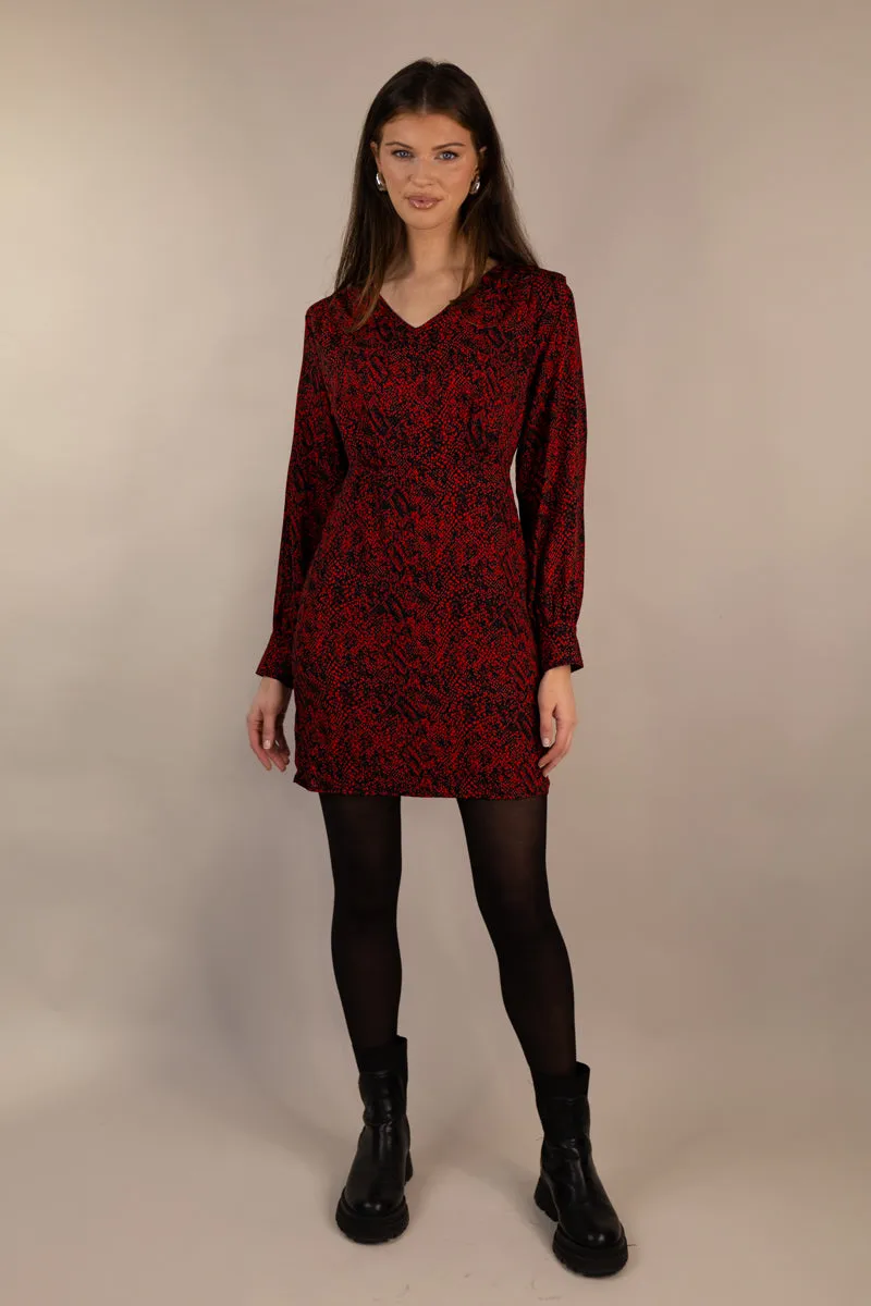 Shelly Life Red Snake Print Mini Dress