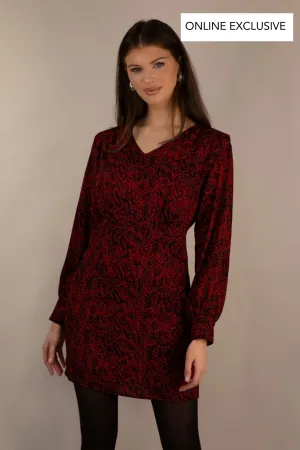 Shelly Life Red Snake Print Mini Dress
