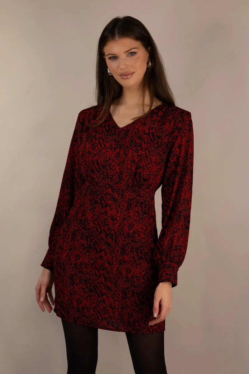 Shelly Life Red Snake Print Mini Dress