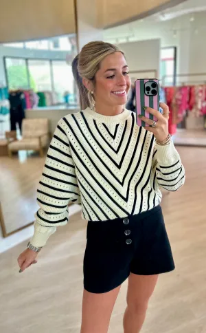 Su1262 Striped Dolman Sweater