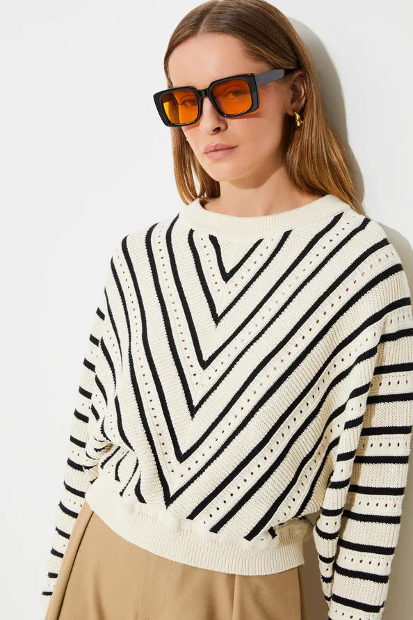 Su1262 Striped Dolman Sweater