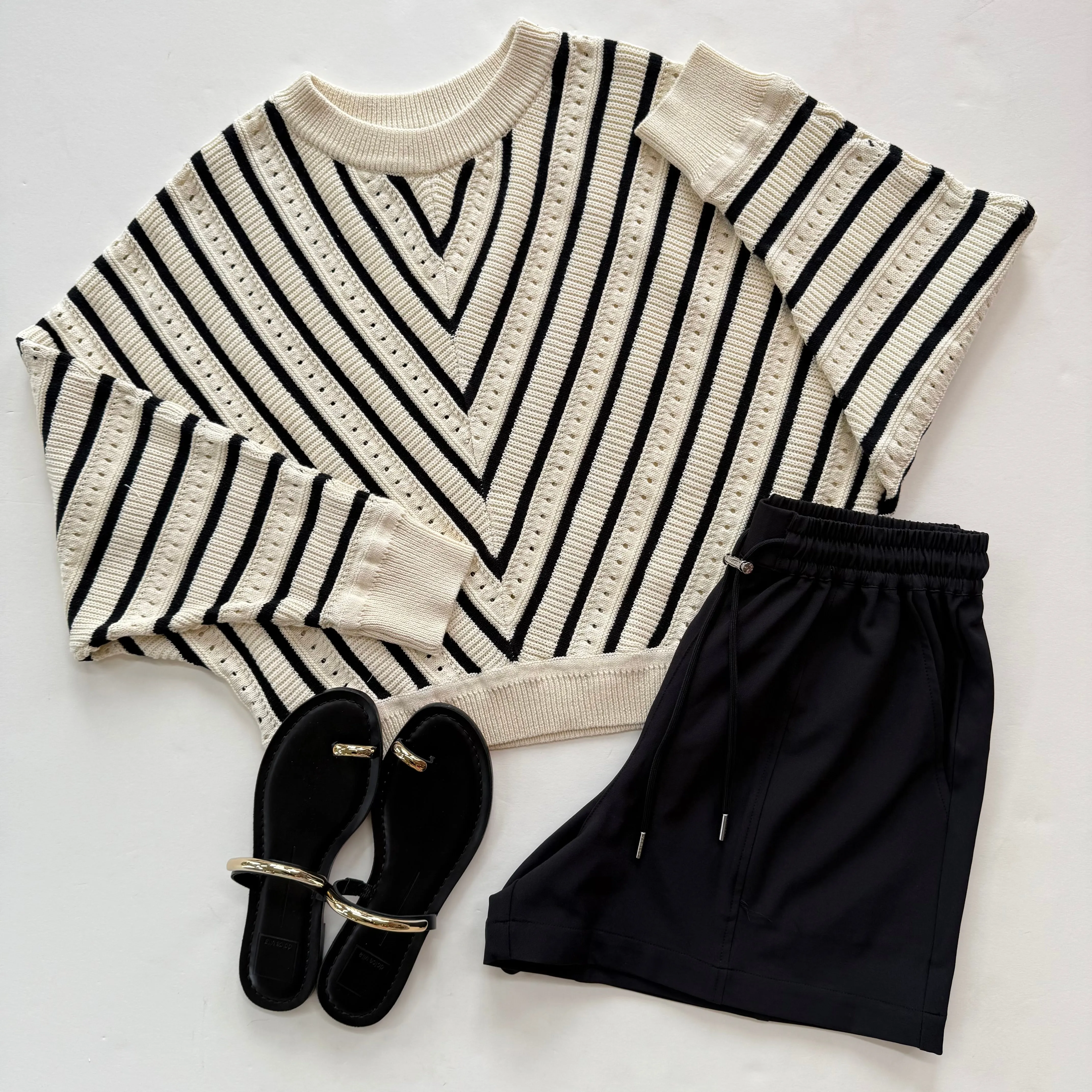 Su1262 Striped Dolman Sweater