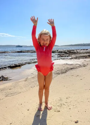 Summer Essential Girls Ruffle Hip Paddlesuit - Chintz Pink