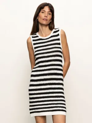 Summer Shell Dress Chalk Black Stripe