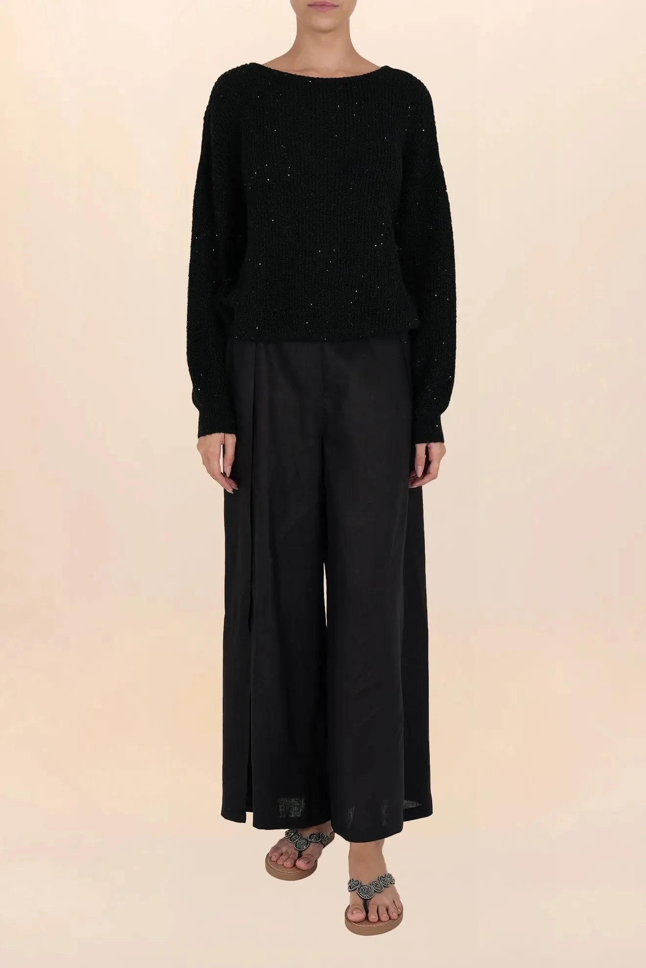 SUÉTER DE PUNTO CON LENTEJUELAS PERLA NEGRO