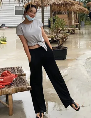Tie Up Crop Top Short Sleeve T-Shirt lightgray ins_Jogging