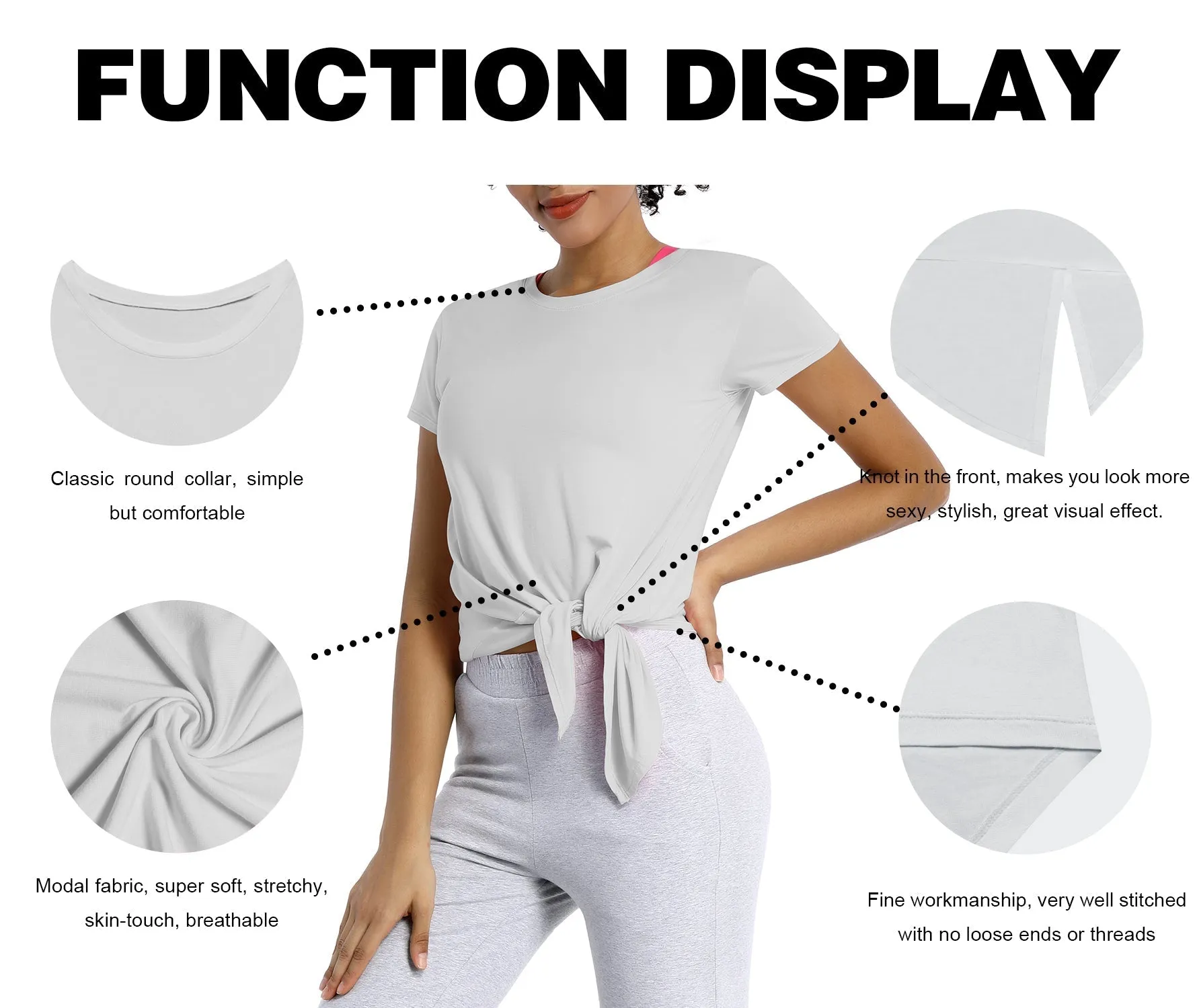 Tie Up Crop Top Short Sleeve T-Shirt lightgray_Plus Size