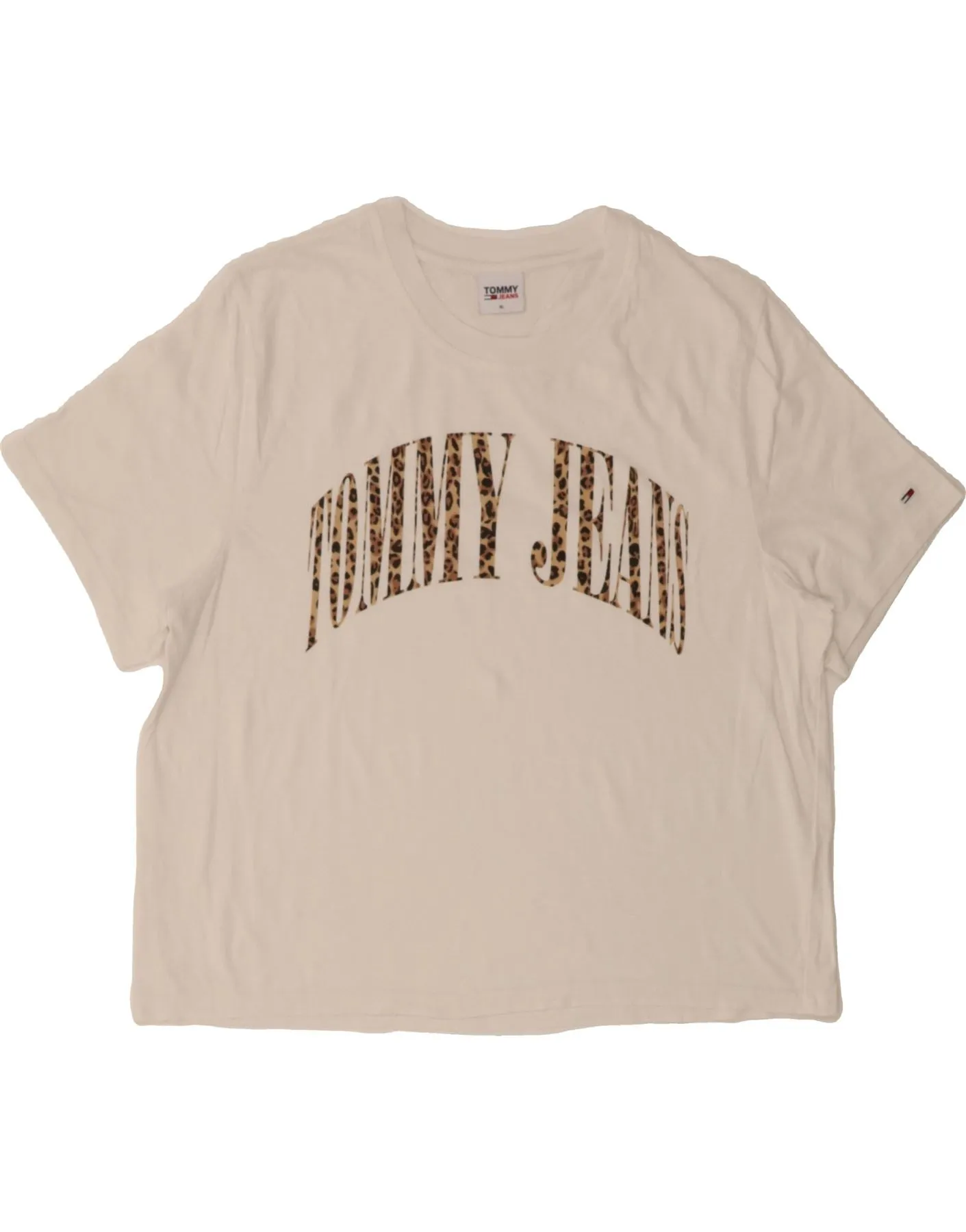 TOMMY HILFIGER Womens Crop Graphic T-Shirt Top UK 18 XL White