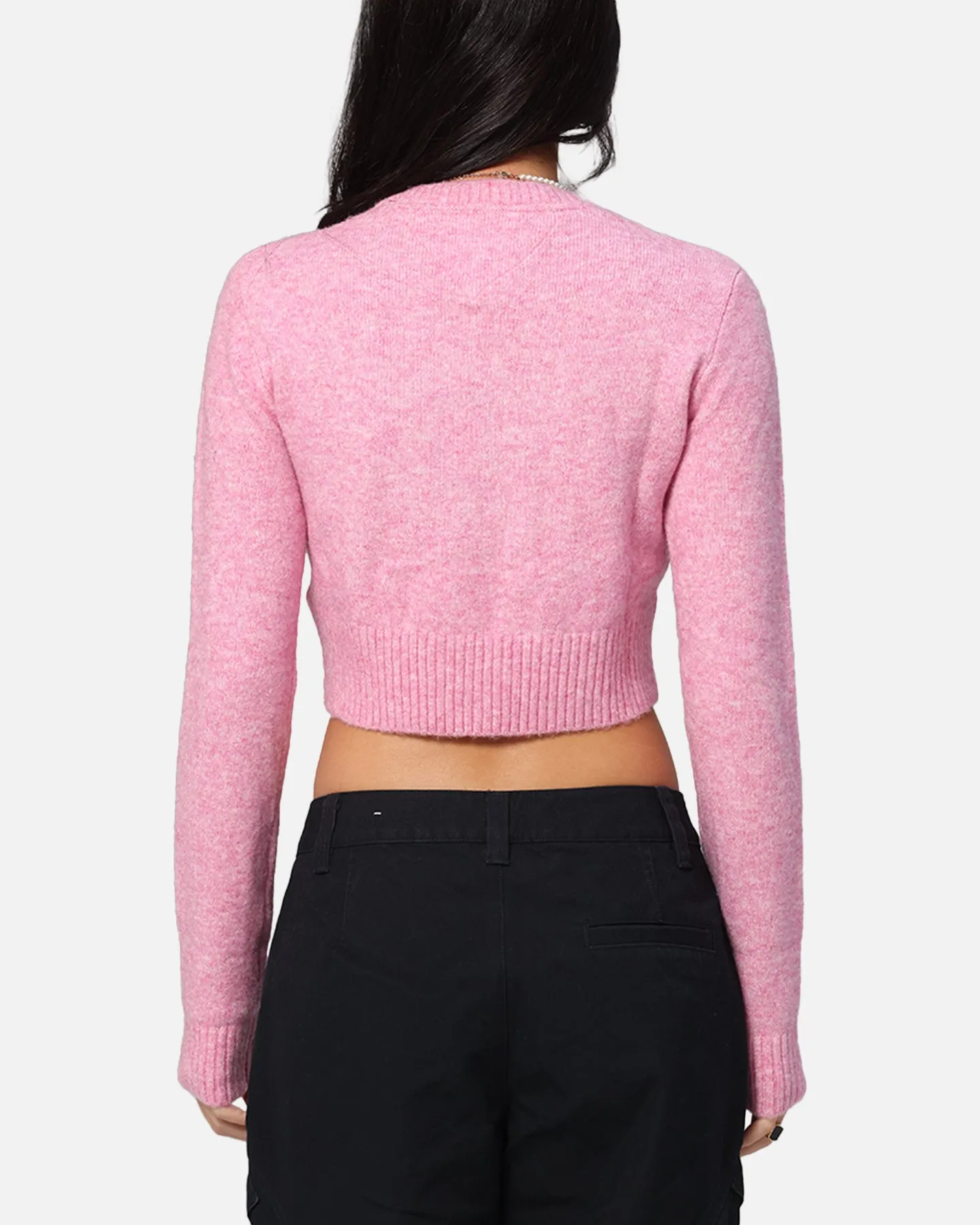 Tommy Jeans Women's Crop Script Sweater Pink