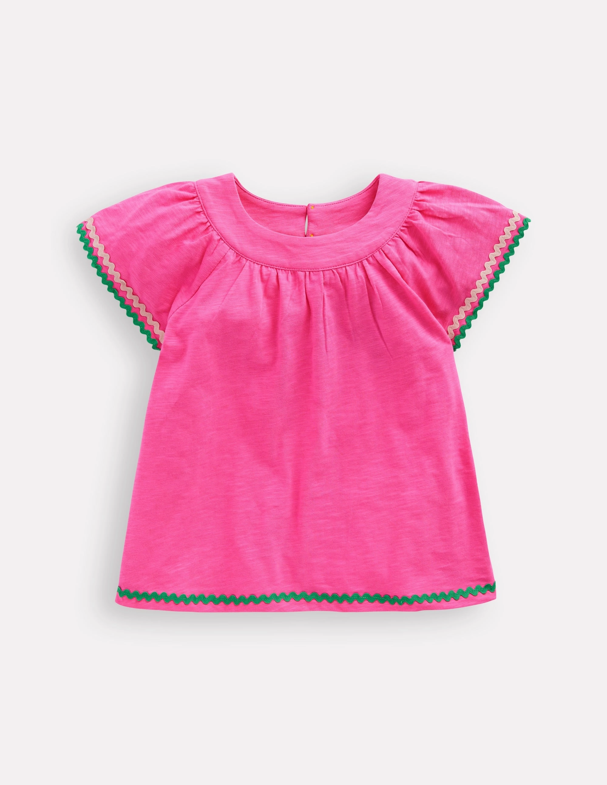 Trim Detail Pretty Top-Sorbet Pink