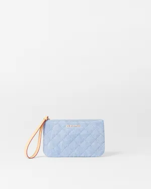 True Light Denim Flat Metro Wristlet