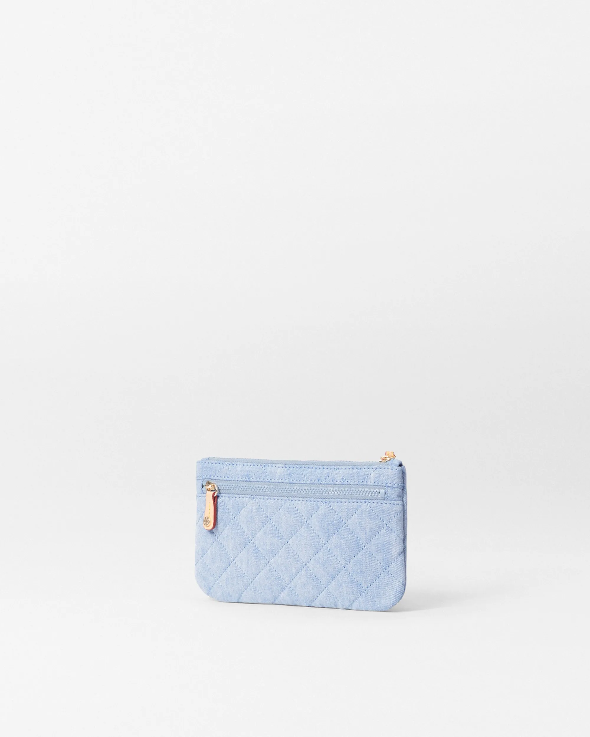 True Light Denim Flat Metro Wristlet