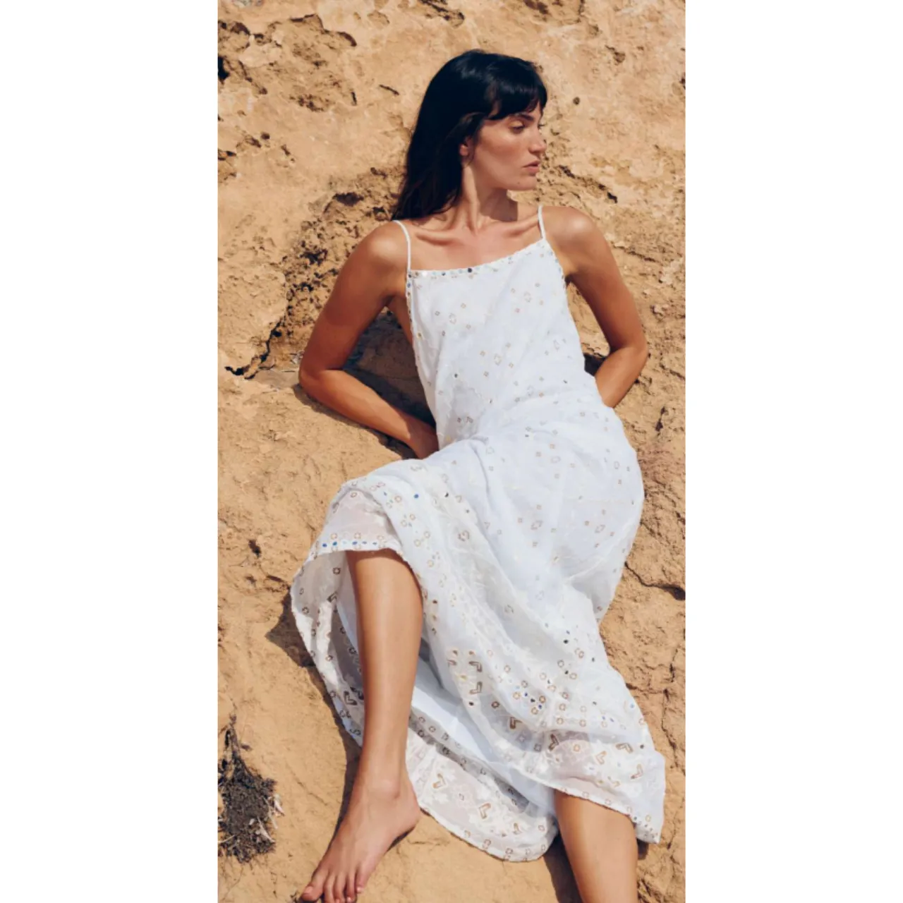 V Neck Dress Mosaic White