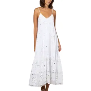 V Neck Dress Mosaic White