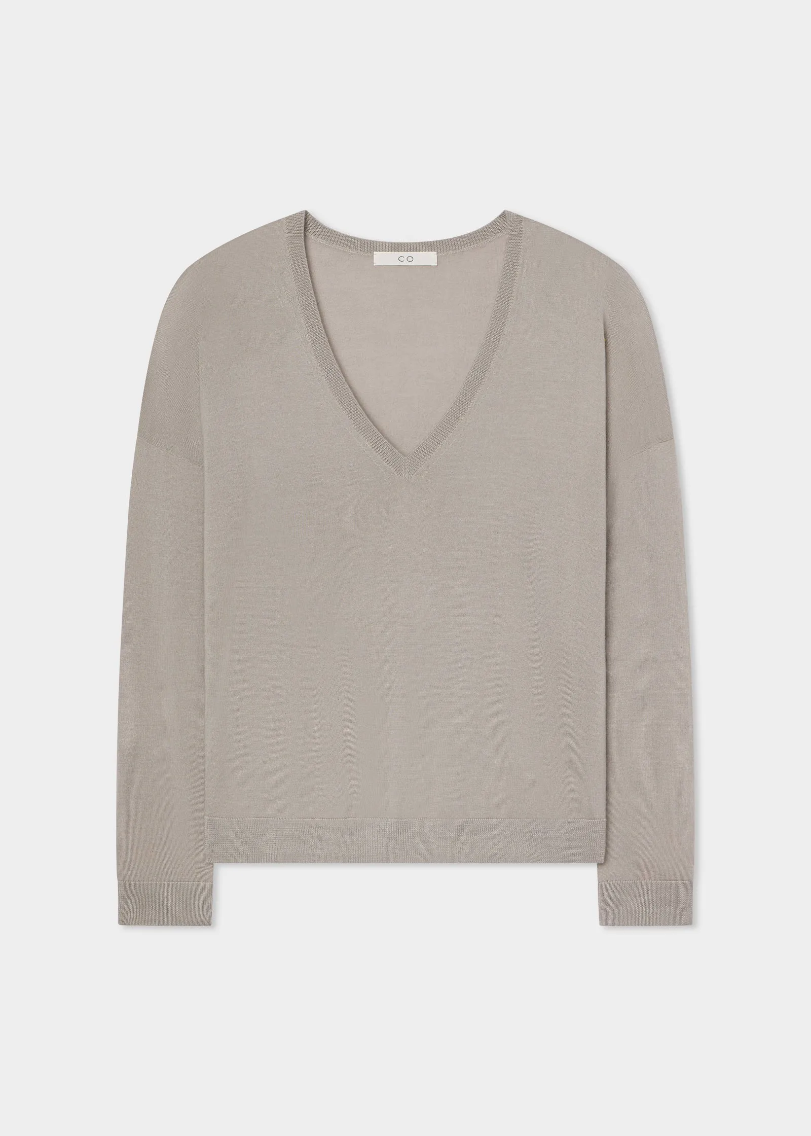 V-Neck Sweater in Fine Cashmere - Stone