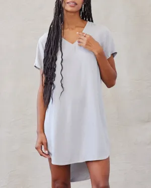 V-Neck Tee Dress - Foggy Sky