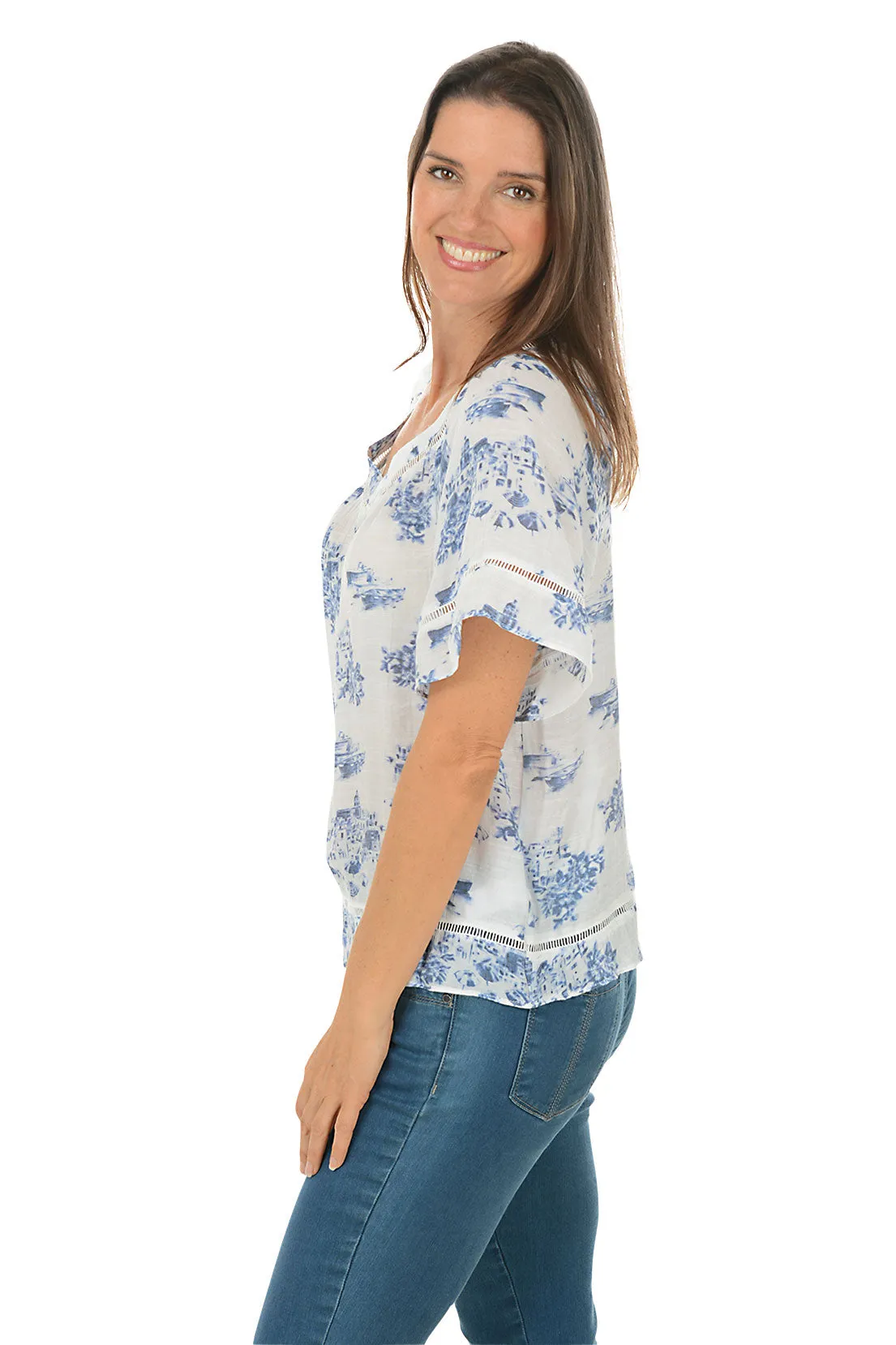 Venice Floral Crochet V-Neck Blouse