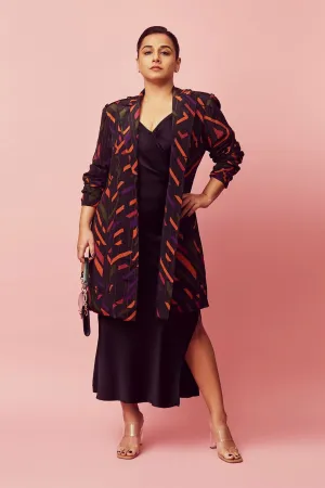 Vidya Balan in Printed Trench and Black Slip Dress