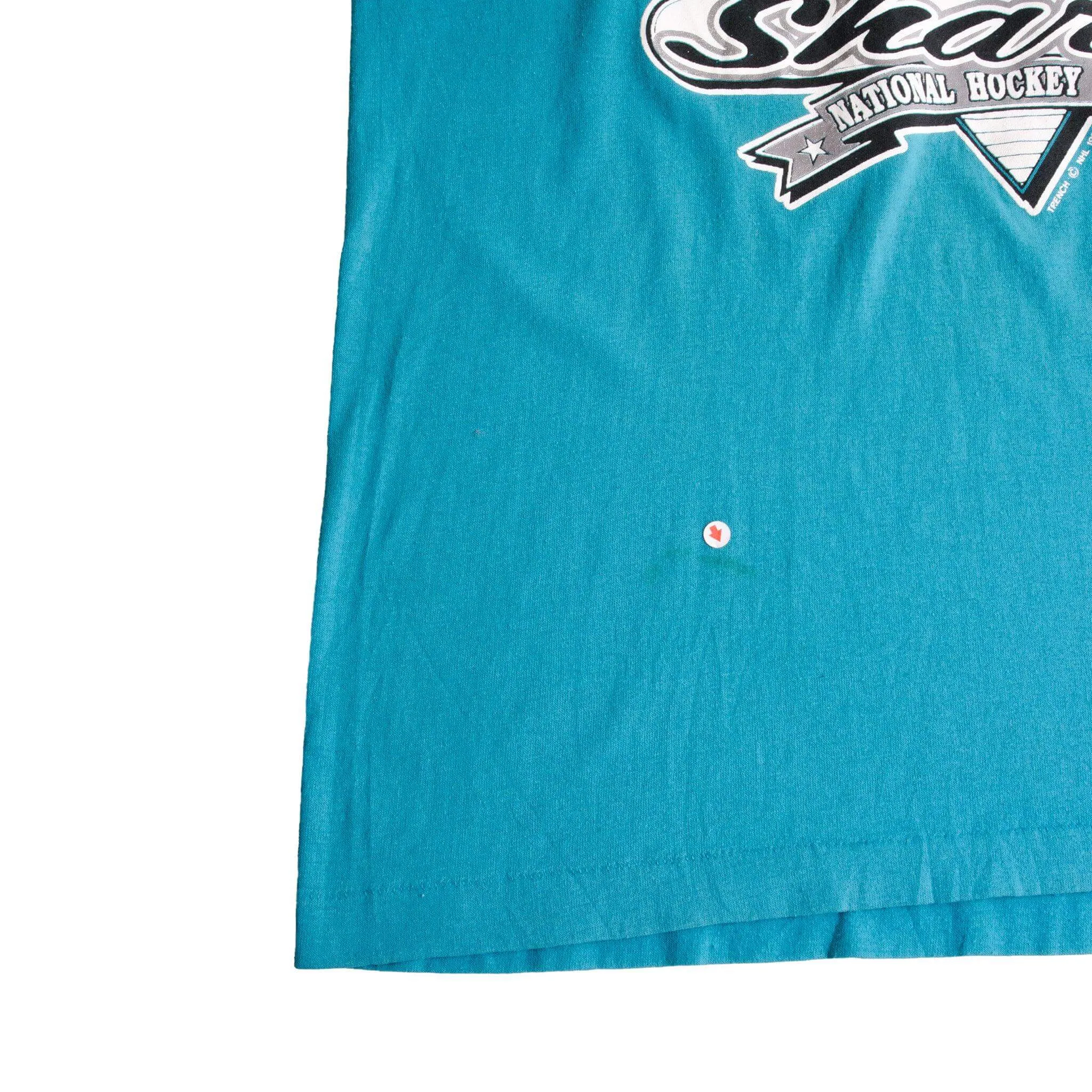 VINTAGE NHL SAN JOSE SHARKS TEE SHIRT 1991 SIZE LARGE MADE IN USA