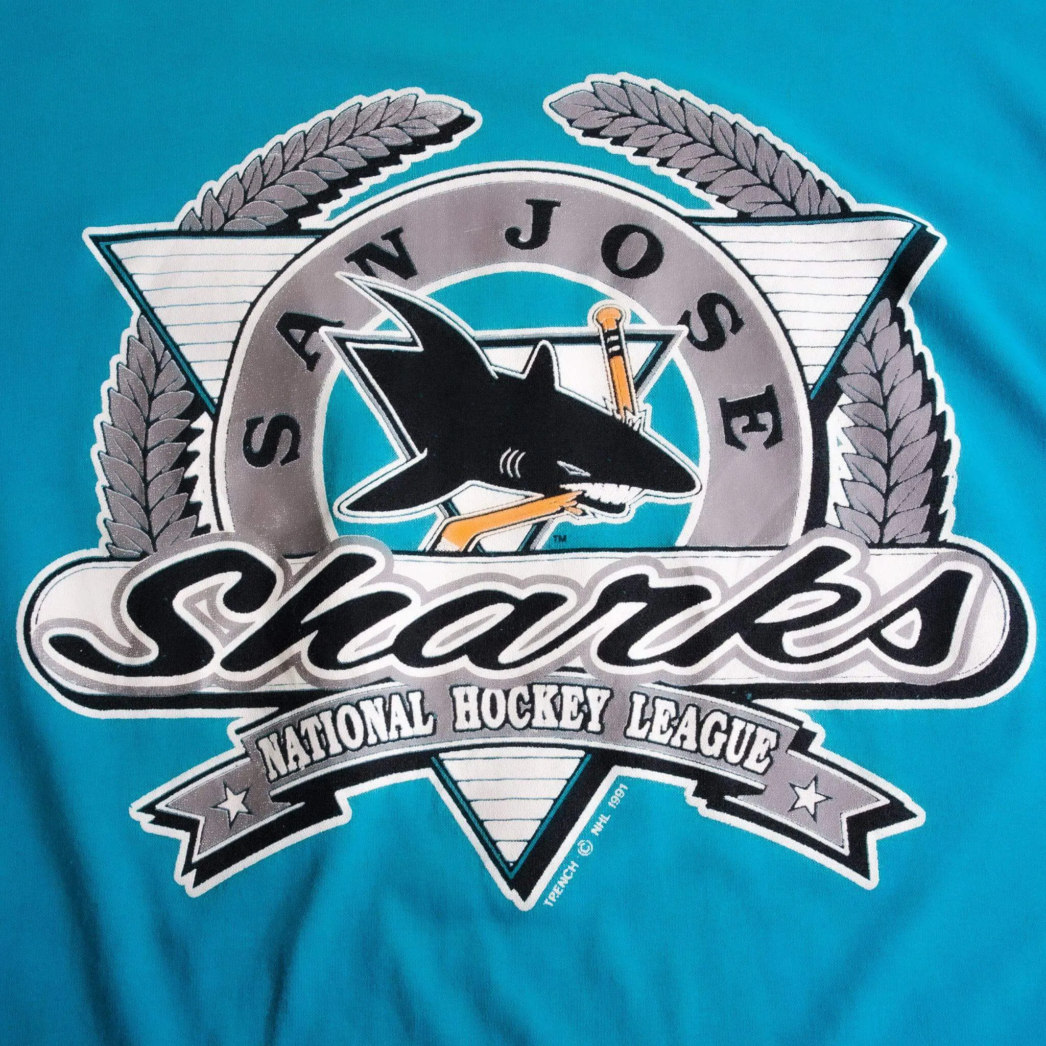 VINTAGE NHL SAN JOSE SHARKS TEE SHIRT 1991 SIZE LARGE MADE IN USA
