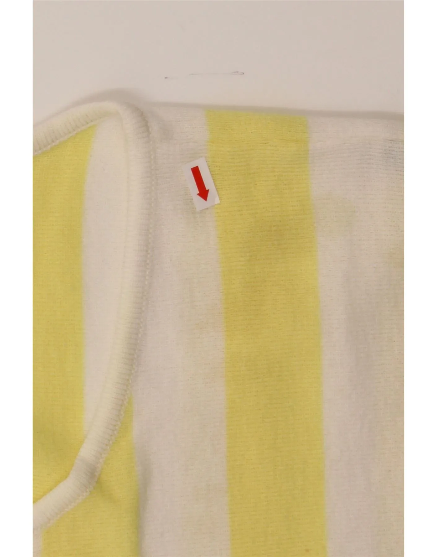VINTAGE Womens Crop Cardigan Sweater UK 10 Small Yellow Striped