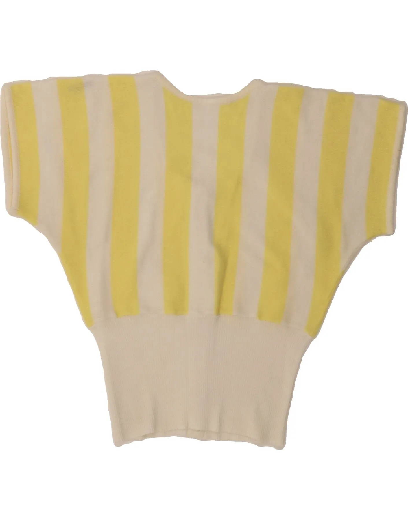 VINTAGE Womens Crop Cardigan Sweater UK 10 Small Yellow Striped
