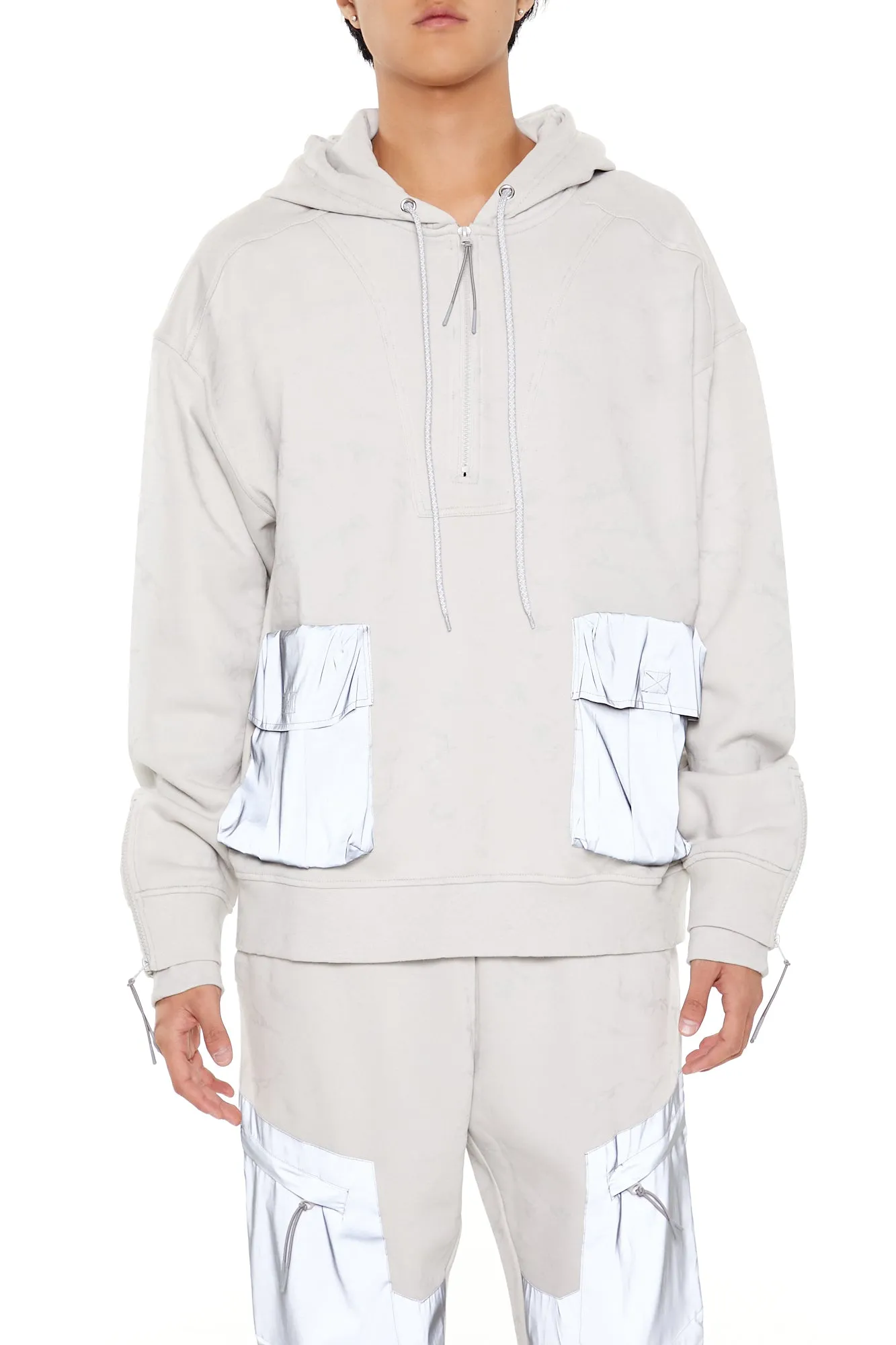 Washed Fleece Mixed Media Hoodie