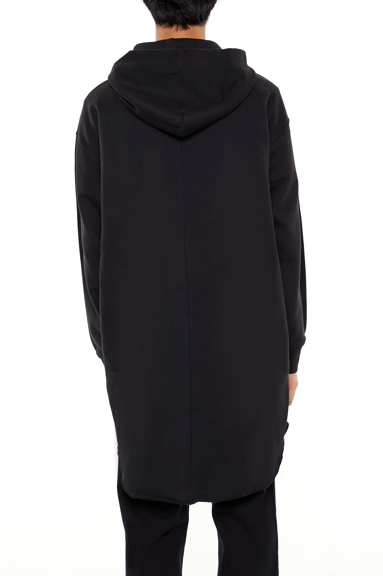 Washed French Terry Extended Zip-Up Hoodie