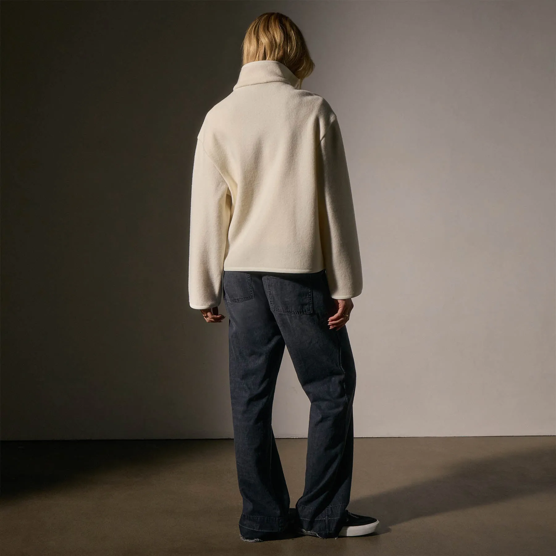 Wool Jersey Zip Up Jacket - Ivory